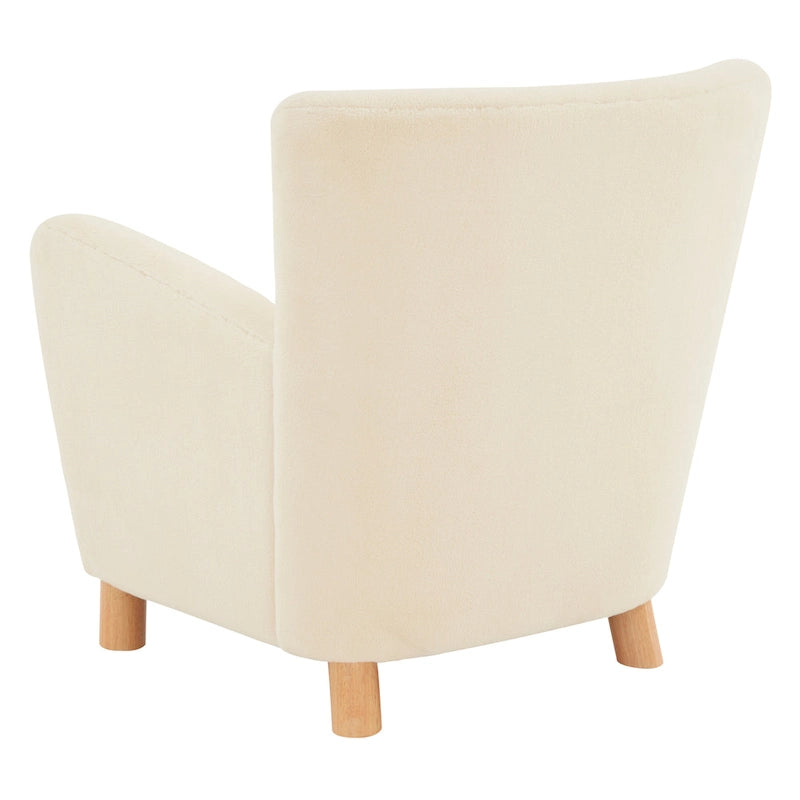 Faux Shearling Accent Chair with Birch Wood Legs, Plush and Cozy