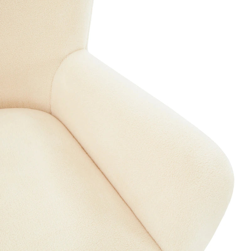 Faux Shearling Accent Chair with Birch Wood Legs, Plush and Cozy