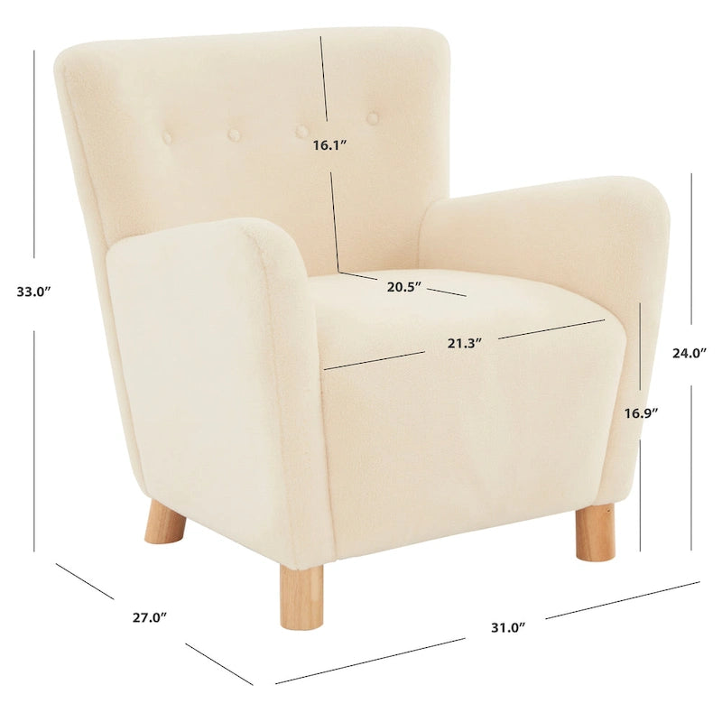 Faux Shearling Accent Chair with Birch Wood Legs, Plush and Cozy