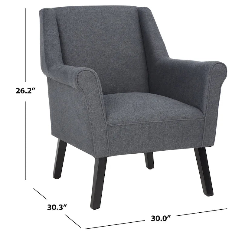 Classic Contemporary Linen Accent Chair with Rolled Arms
