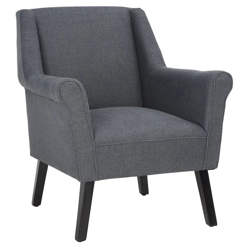 Classic Contemporary Linen Accent Chair with Rolled Arms