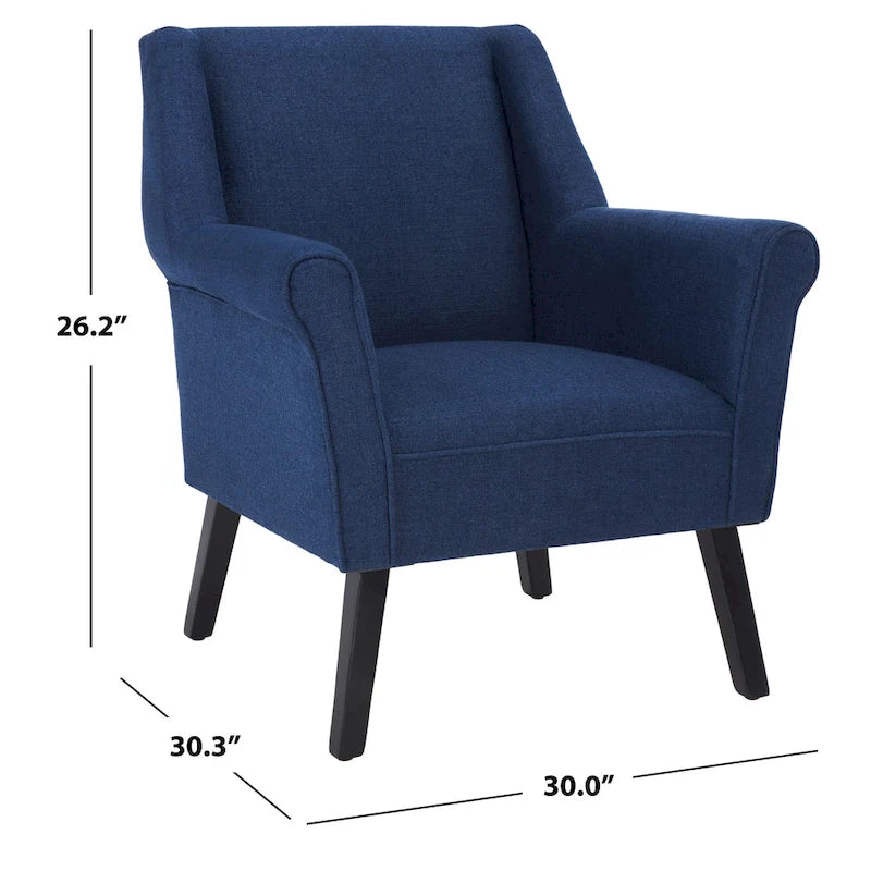 Classic Contemporary Linen Accent Chair with Rolled Arms