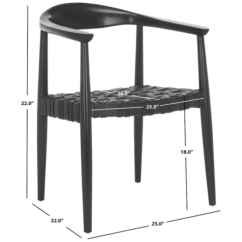 Woven Leather Solid Wood Accent Chair, Fully Assembled