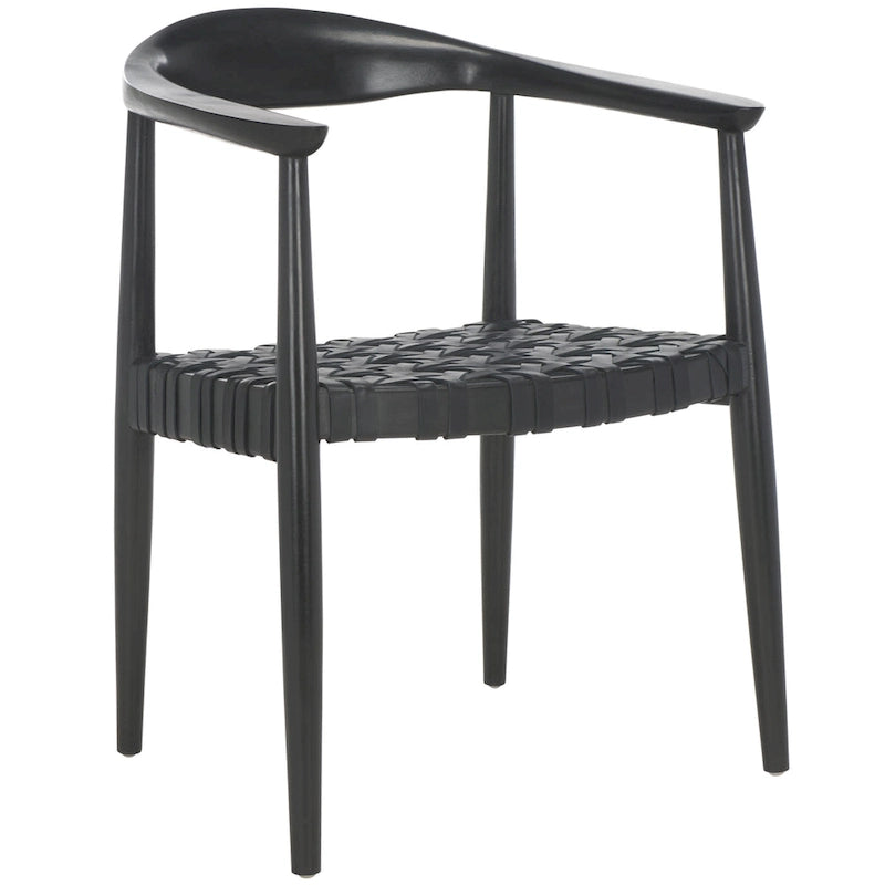 Woven Leather Solid Wood Accent Chair, Fully Assembled