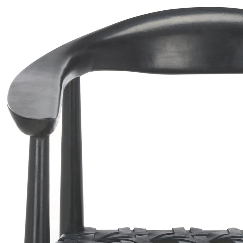 Woven Leather Solid Wood Accent Chair, Fully Assembled