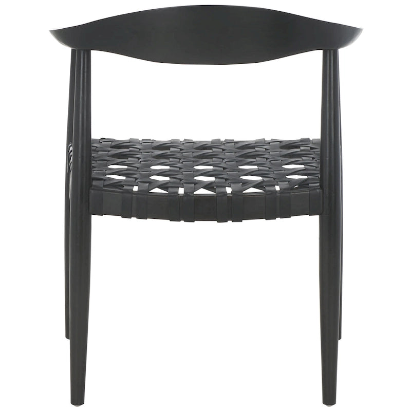 Woven Leather Solid Wood Accent Chair, Fully Assembled
