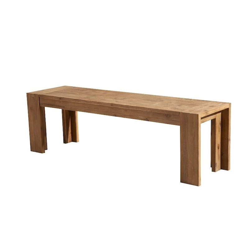Solid Acacia Wood Bench with Bracket Legs, Brown, 58 Inch