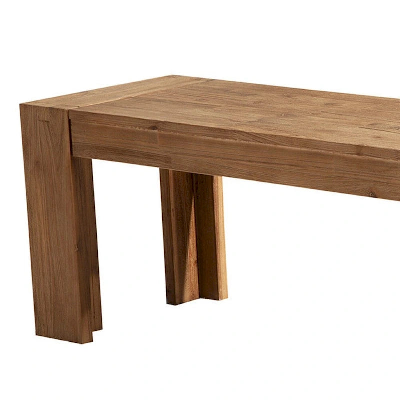Solid Acacia Wood Bench with Bracket Legs, Brown, 58 Inch