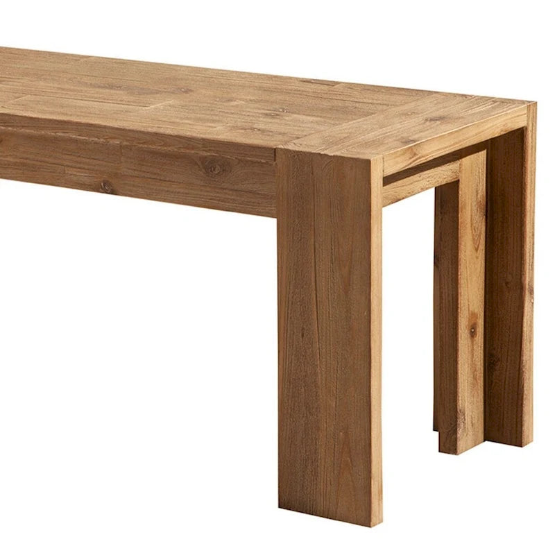 Solid Acacia Wood Bench with Bracket Legs, Brown, 58 Inch