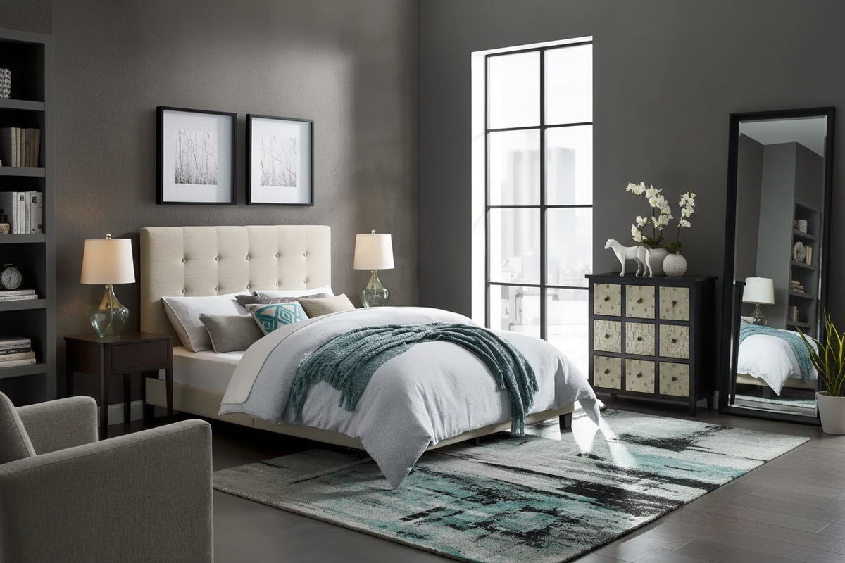 Copper Grove Bienhoa Queen Button-tufted Upholstered Platform Bed