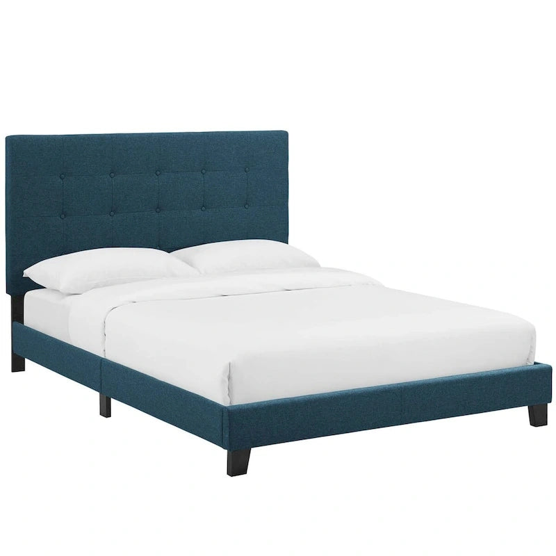Queen Button-Tufted Upholstered Platform Bed
