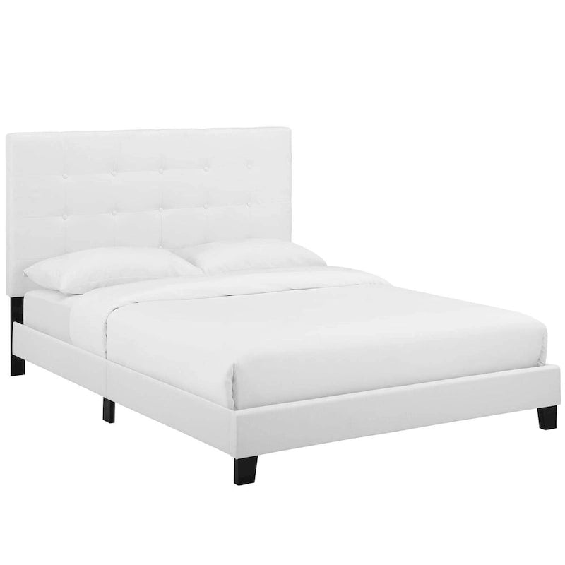 Queen Button-Tufted Upholstered Platform Bed