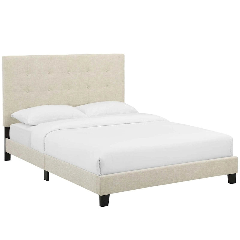 Queen Button-Tufted Upholstered Platform Bed