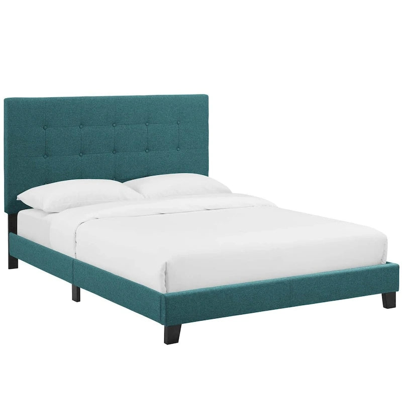 Queen Button-Tufted Upholstered Platform Bed