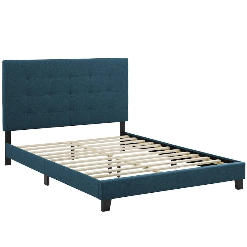 Queen Button-Tufted Upholstered Platform Bed