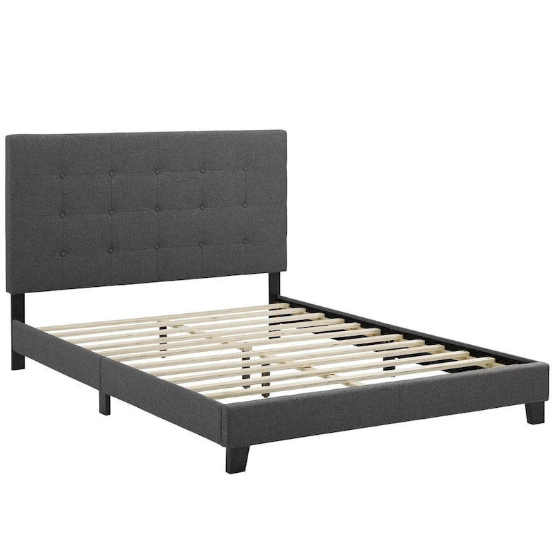 Queen Button-Tufted Upholstered Platform Bed