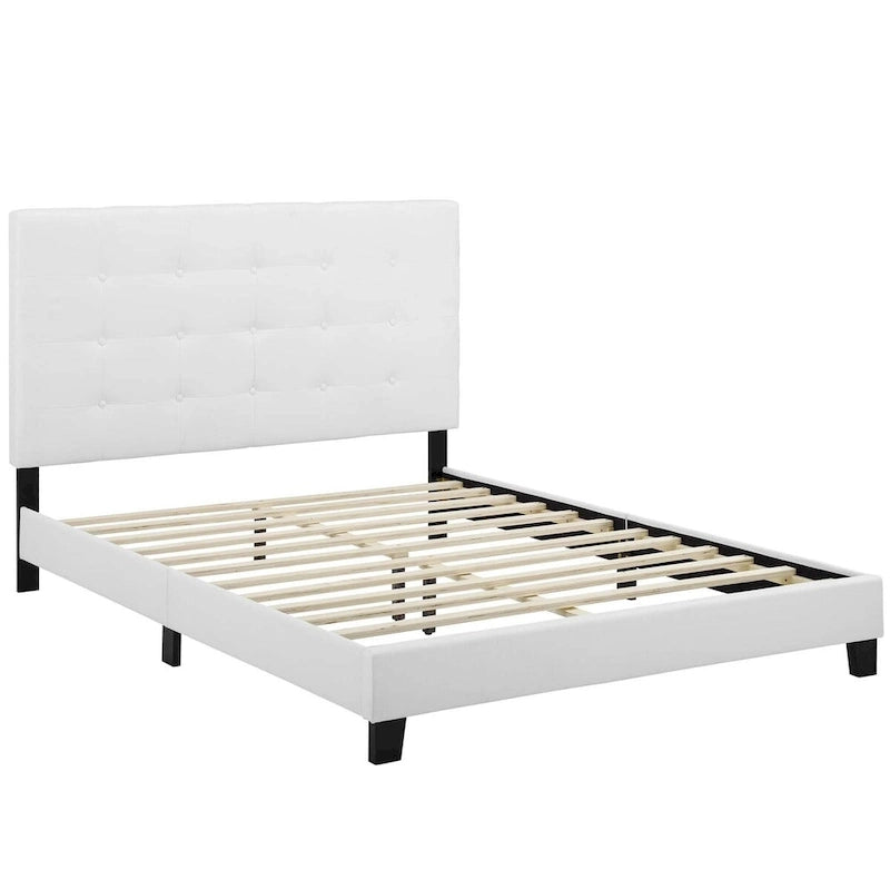 Queen Button-Tufted Upholstered Platform Bed