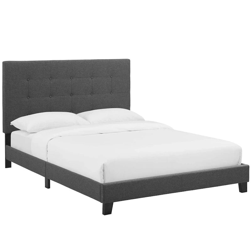 Queen Button-Tufted Upholstered Platform Bed