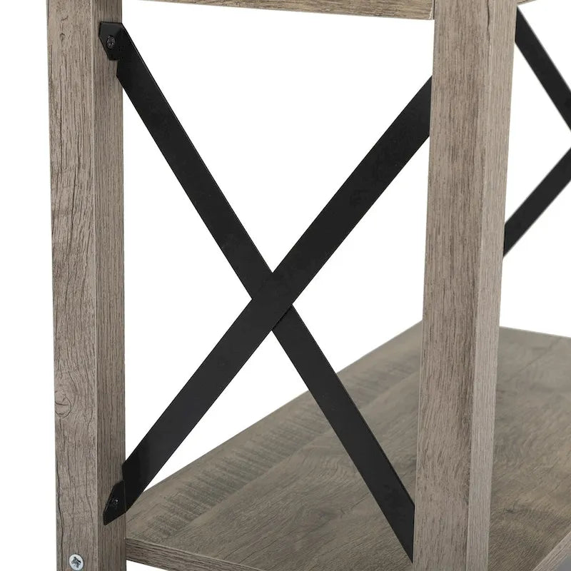 Farmhouse Flip Top Nightstand with Drawer, 2 AC Outlets and 2 USB Ports