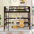 Solid Pine Wood Twin Size Loft Bed with Ladder and Guard Rails