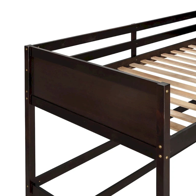 Solid Pine Wood Twin Size Loft Bed with Ladder and Guard Rails