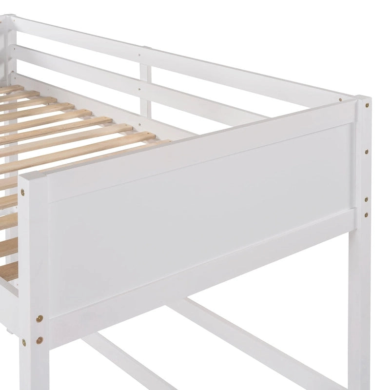 Solid Pine Wood Twin Size Loft Bed with Ladder and Guard Rails