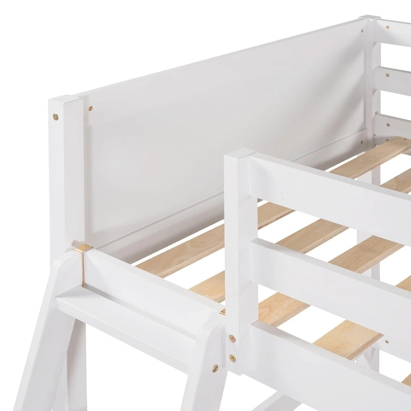 Solid Pine Wood Twin Size Loft Bed with Ladder and Guard Rails