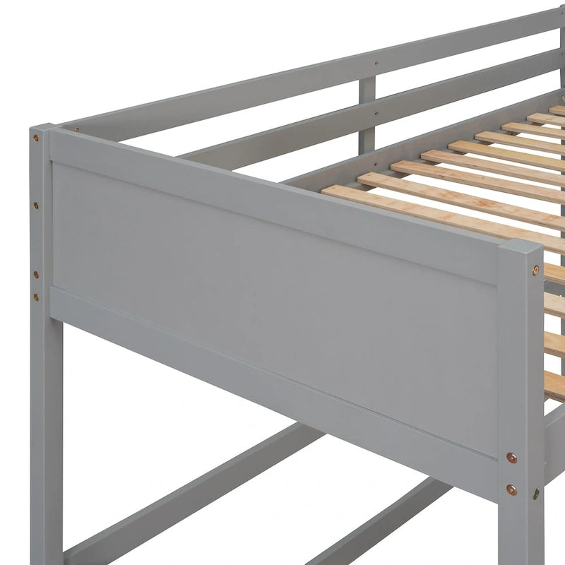 Solid Pine Wood Twin Size Loft Bed with Ladder and Guard Rails