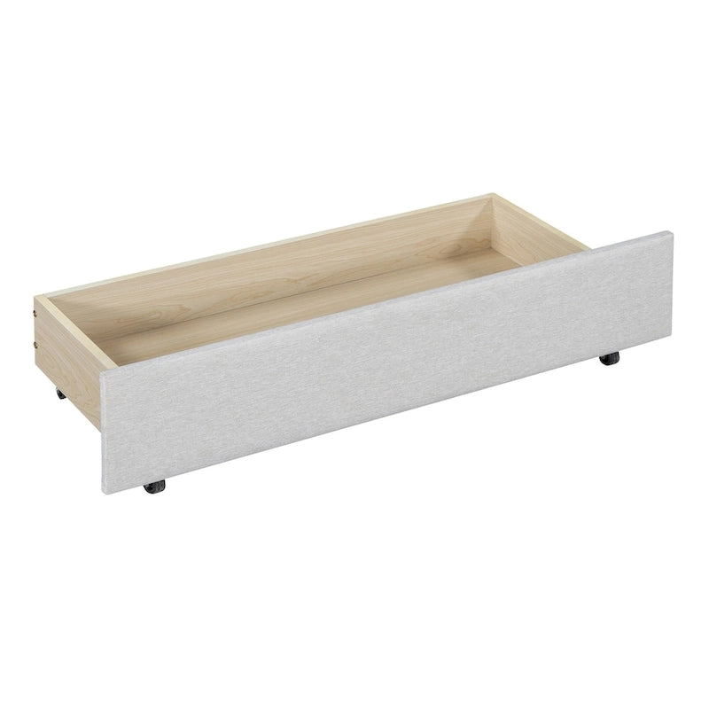 Full Size Upholstered Daybed with Linen Backrest and 2 Storage Drawers