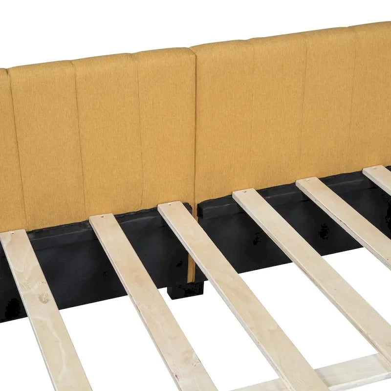 Full Size Upholstered Daybed with Linen Backrest and 2 Storage Drawers
