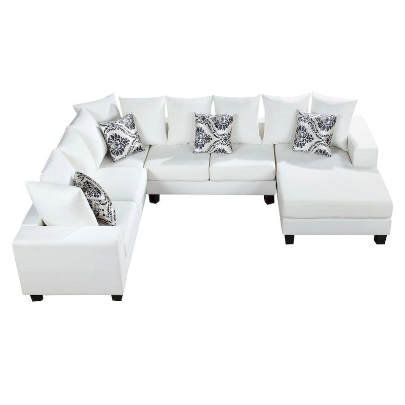 Modern U Shape Sectional Sofa, Velvet Corner Couch with Lots of Pillows Included