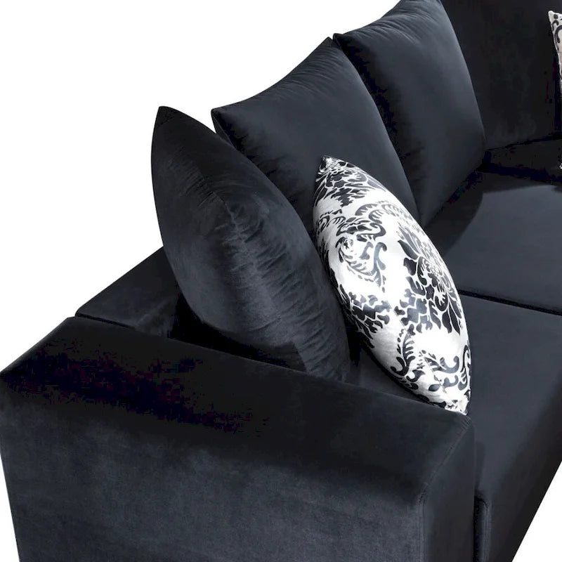 Modern U Shape Sectional Sofa, Velvet Corner Couch with Lots of Pillows Included