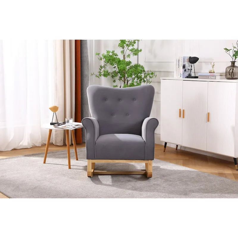 Upholstered Rocking Chair for Nursery and Living Room with Foam Cushion