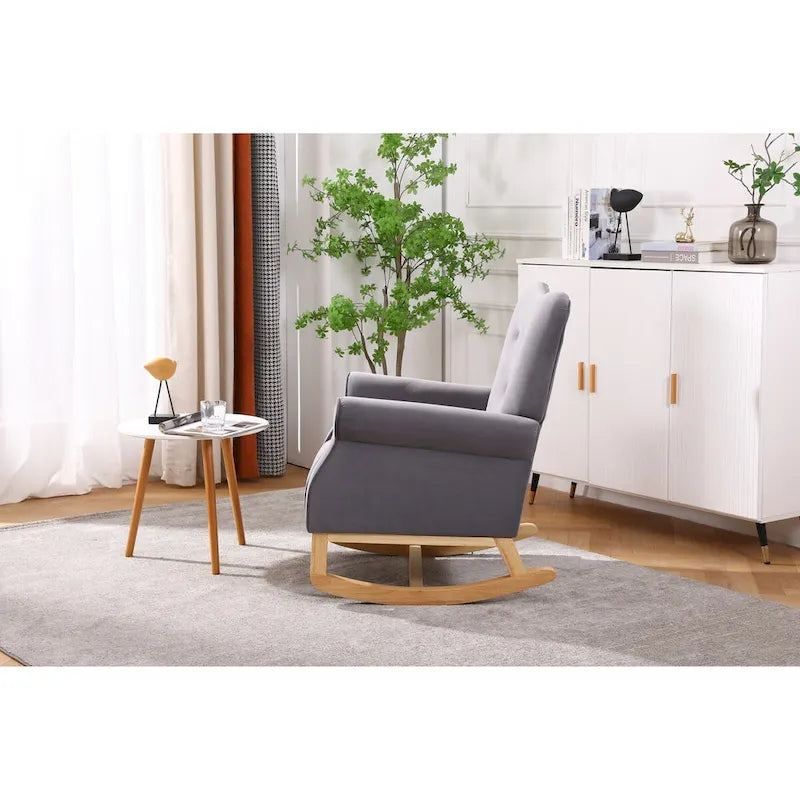 Upholstered Rocking Chair for Nursery and Living Room with Foam Cushion