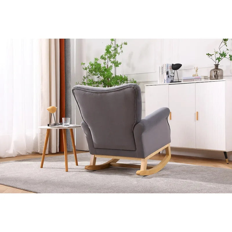 Upholstered Rocking Chair for Nursery and Living Room with Foam Cushion