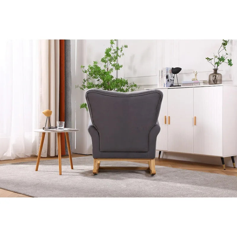 Upholstered Rocking Chair for Nursery and Living Room with Foam Cushion