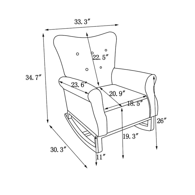 Upholstered Rocking Chair for Nursery and Living Room with Foam Cushion