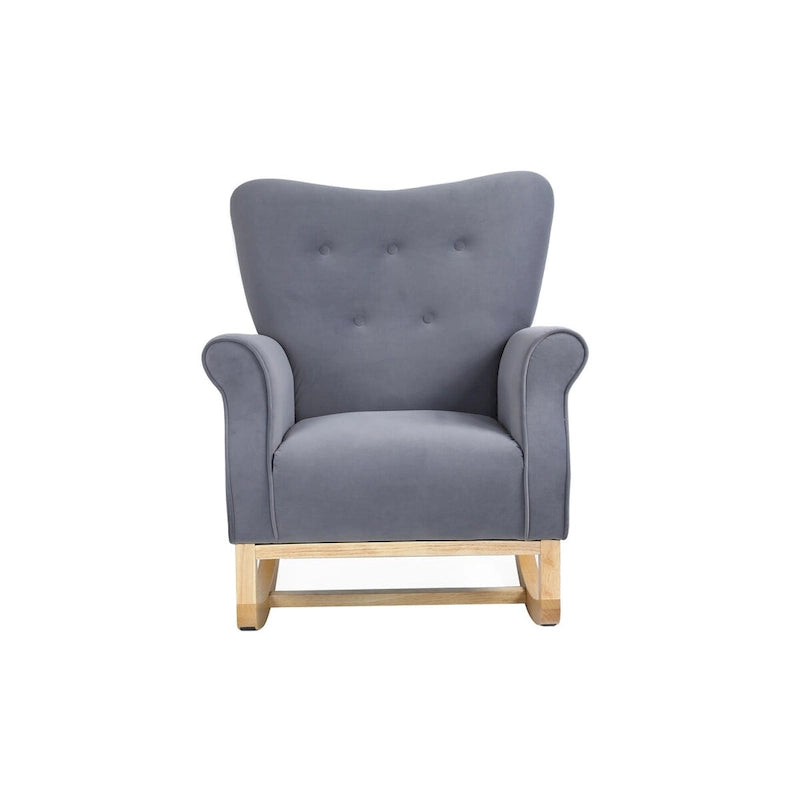 Upholstered Rocking Chair for Nursery and Living Room with Foam Cushion
