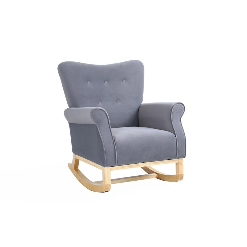 Upholstered Rocking Chair for Nursery and Living Room with Foam Cushion