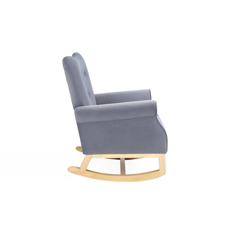 Upholstered Rocking Chair for Nursery and Living Room with Foam Cushion