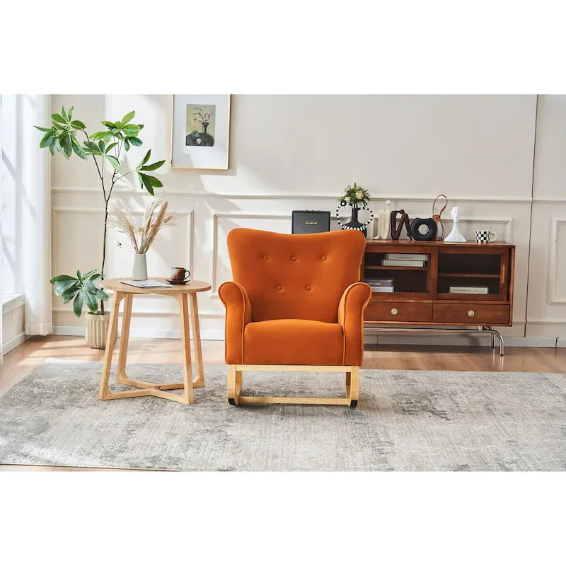 Upholstered Rocking Chair for Nursery and Living Room with Foam Cushion
