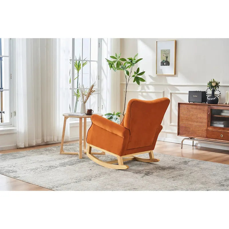 Upholstered Rocking Chair for Nursery and Living Room with Foam Cushion