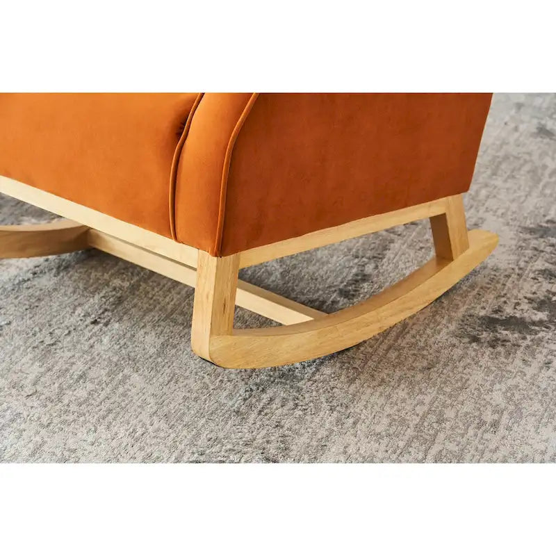 Upholstered Rocking Chair for Nursery and Living Room with Foam Cushion