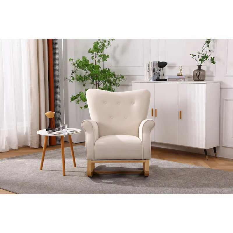 Upholstered Rocking Chair for Nursery and Living Room with Foam Cushion