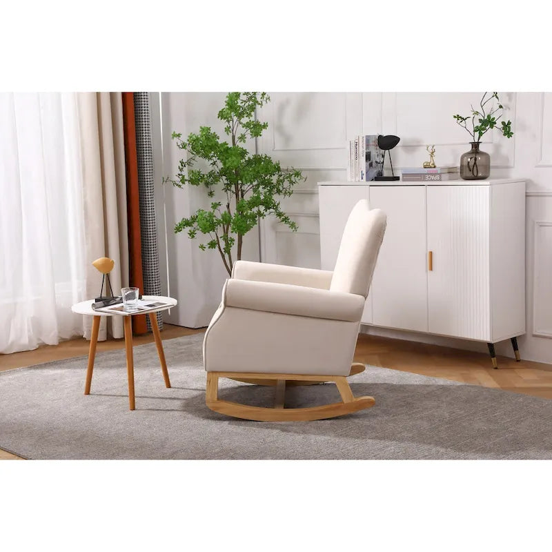 Upholstered Rocking Chair for Nursery and Living Room with Foam Cushion
