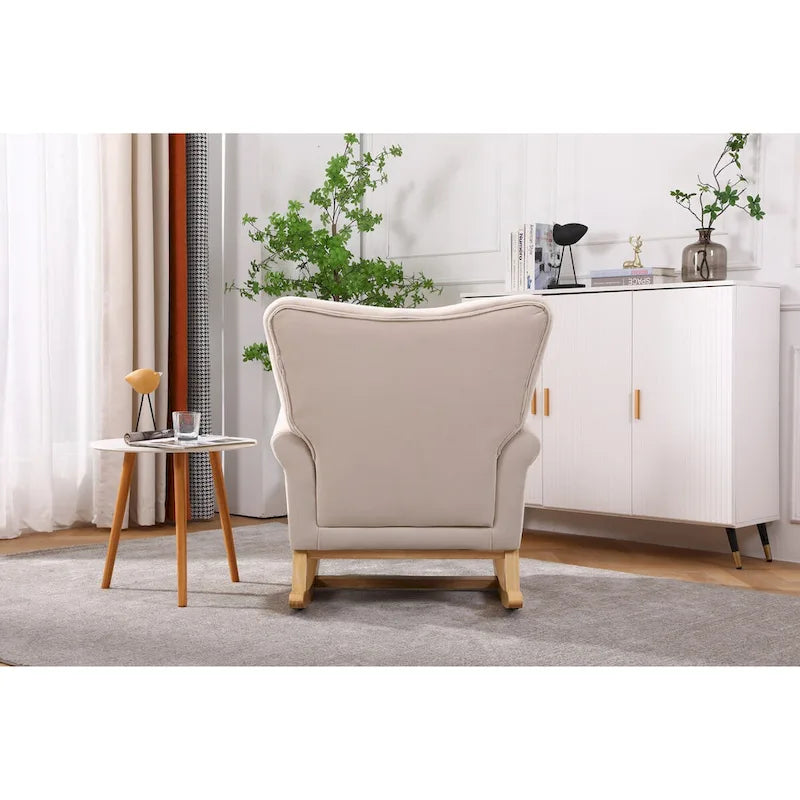Upholstered Rocking Chair for Nursery and Living Room with Foam Cushion