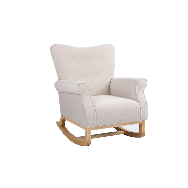 Upholstered Rocking Chair for Nursery and Living Room with Foam Cushion