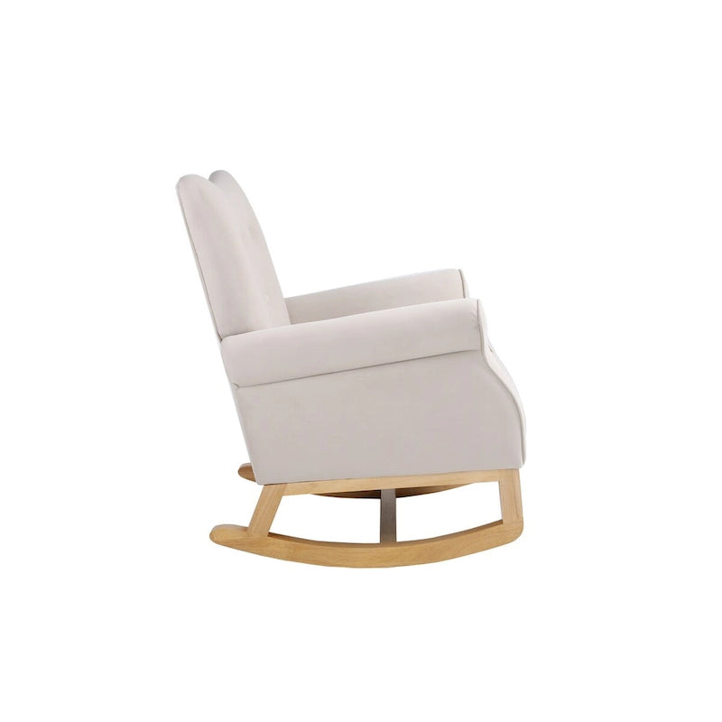 Upholstered Rocking Chair for Nursery and Living Room with Foam Cushion