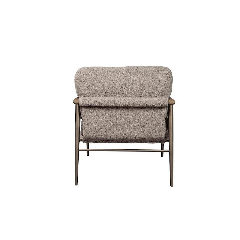 Upholstered Accent Chair with Boucle Fabric and Oak Wood Frame, Gray
