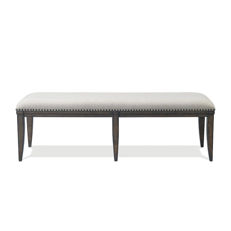 Nailhead Trim Upholstered Dining Bench, Beige